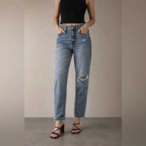 Pistola Medium Blue Distressed Straight Leg Jeans